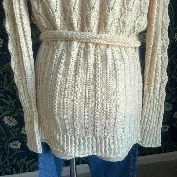 Elie Tahari Cream Merino Wool Knit Wrap Cardigan - Picture 6 of 13